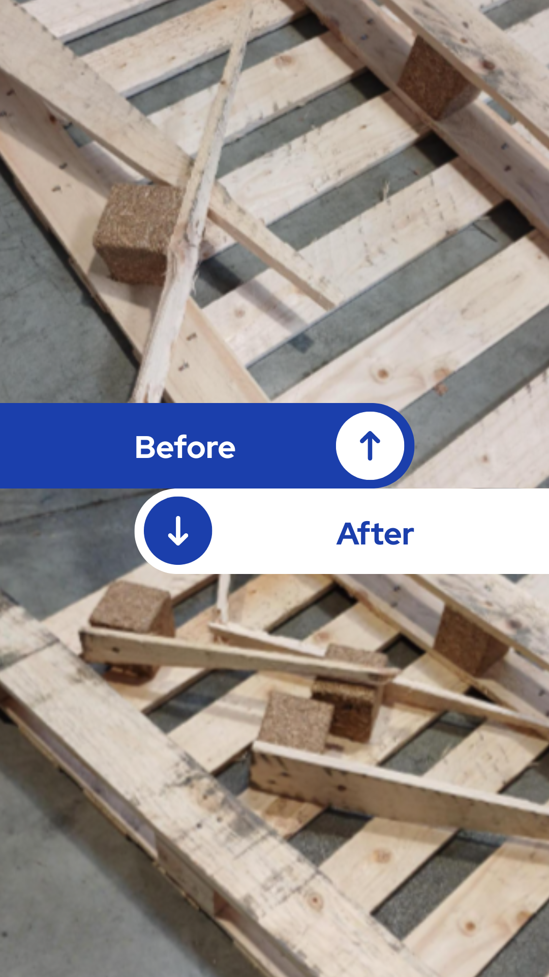 Changing the skis on a wooden pallet Use: Transport of various goods