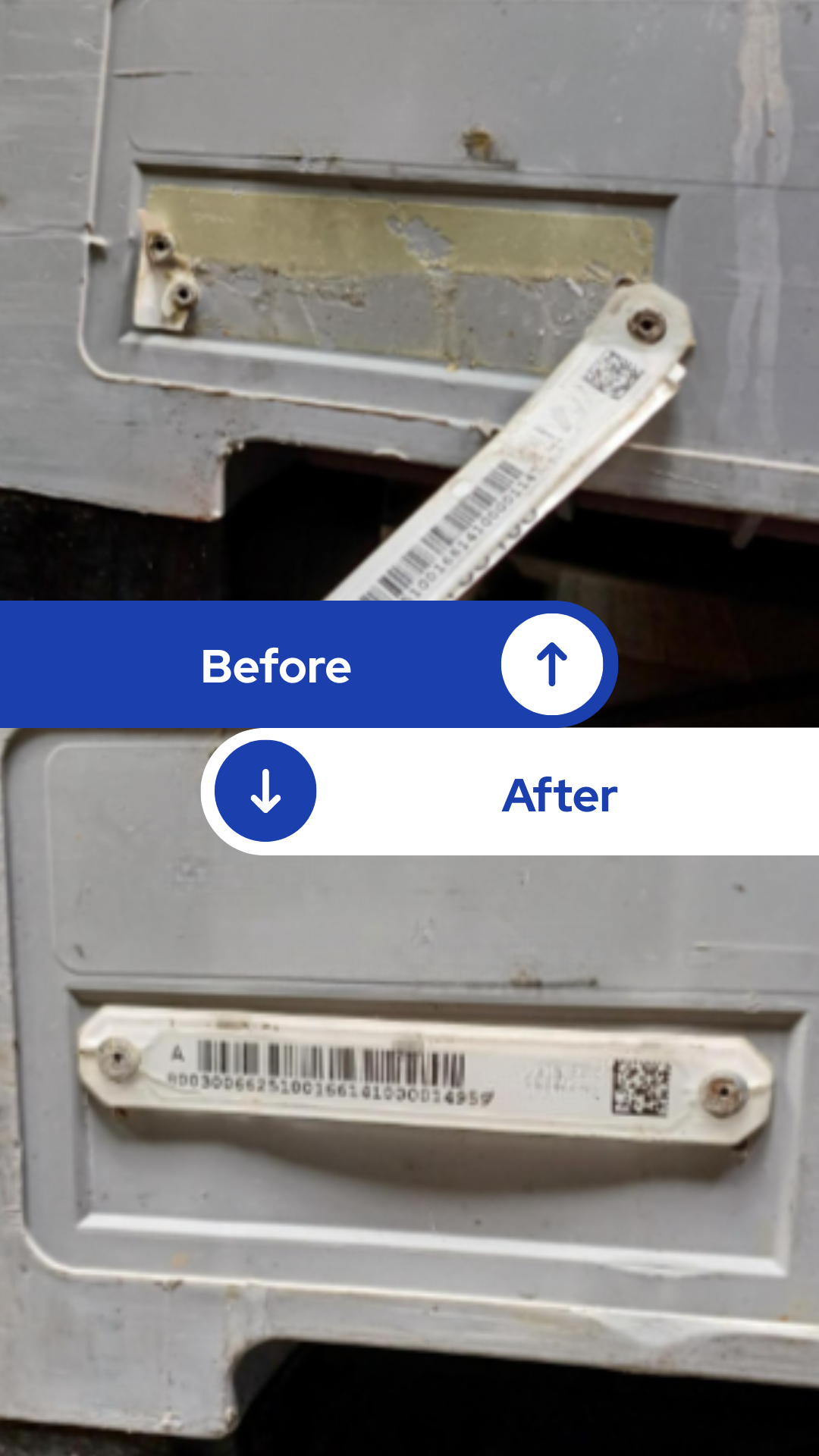 Reattachment of broken label Use: Transport of raw materials