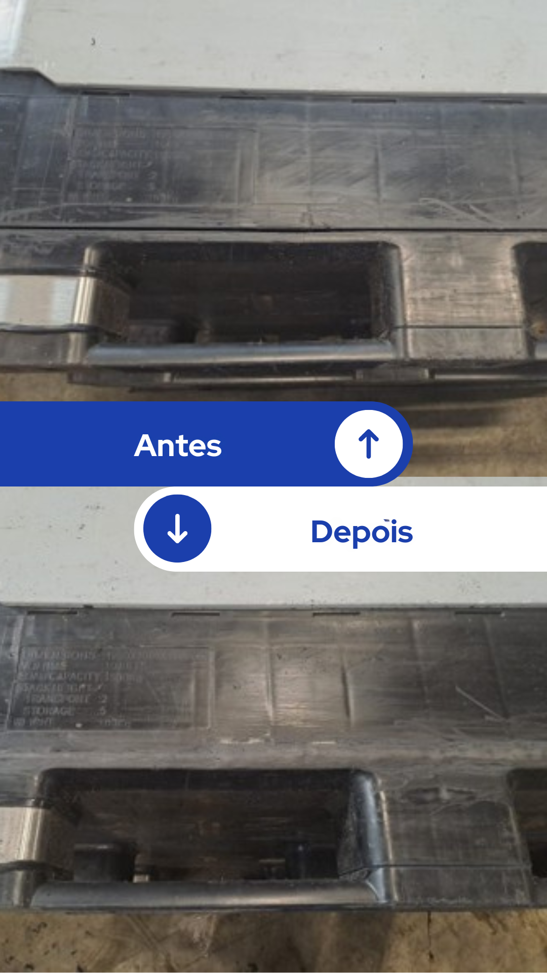 Recuperação de área rachada devido a defeito de projeto na caixa Utilização: Transporte de peças e componentes (1T+)