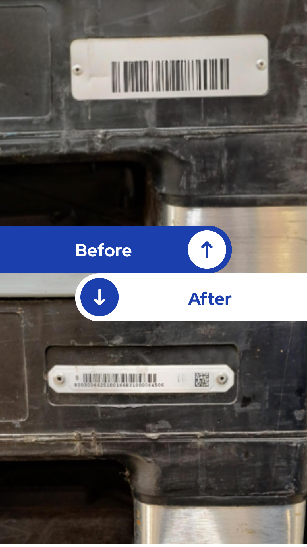 Replacement of traceability label with computer pairing Use: Transport of raw materials