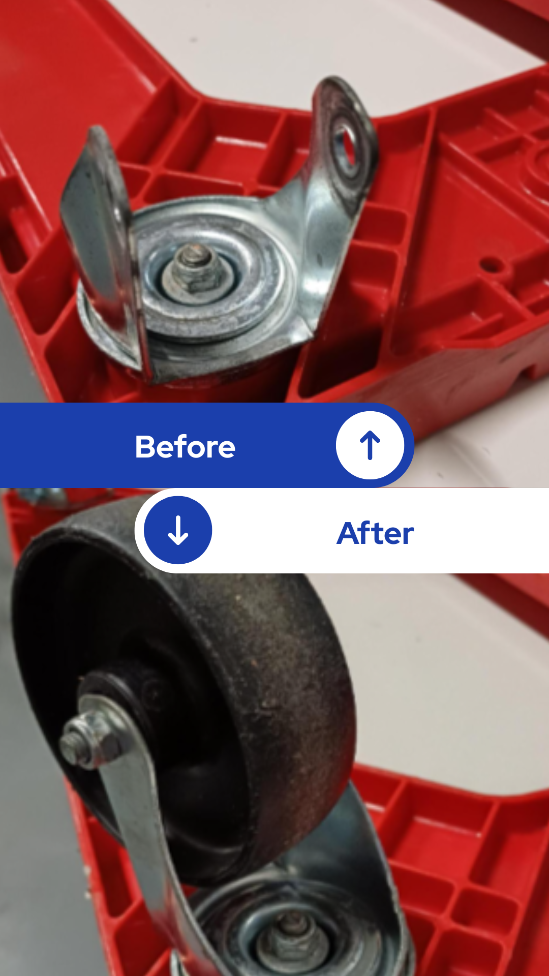 Replacing a dolly wheel Use: Transport and storage of stainless steel gastronorm containers