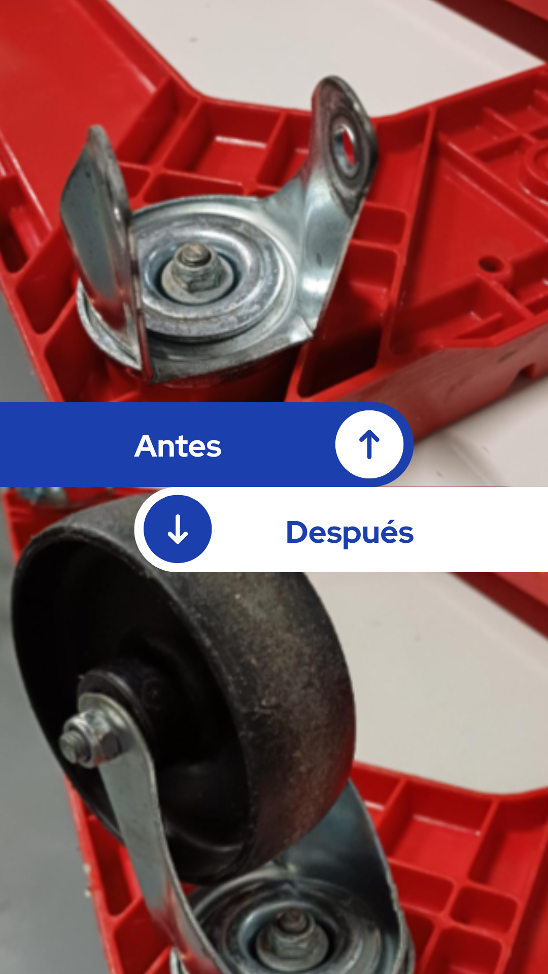 Substituição de uma roda de carrinho Uso: Transporte e armazenamento de recipientes gastronorm de aço inoxidável
