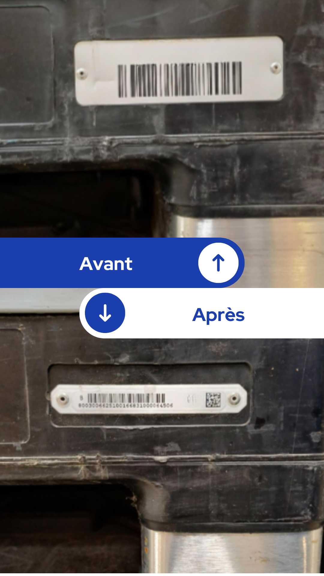 Remplacement d’étiquette de traçabilité avec appairage informatique Usage : Transport de matières premières